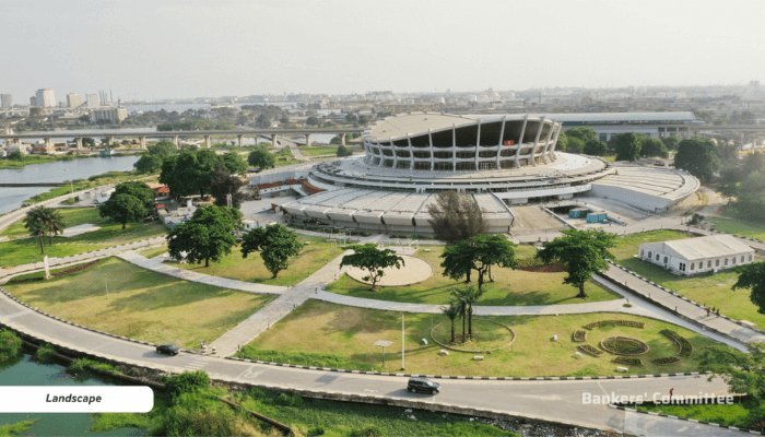 Aerial view of Lagos waterfront landscape